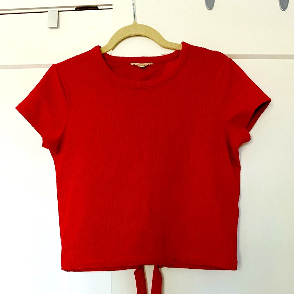 Madewell Red Orange Tie-Back Crop Top, XS